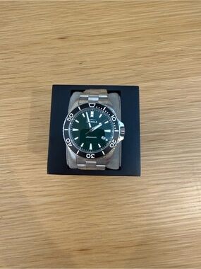 Shinola Stainless Steel Watch with Dark Green Dial and Black Bezel